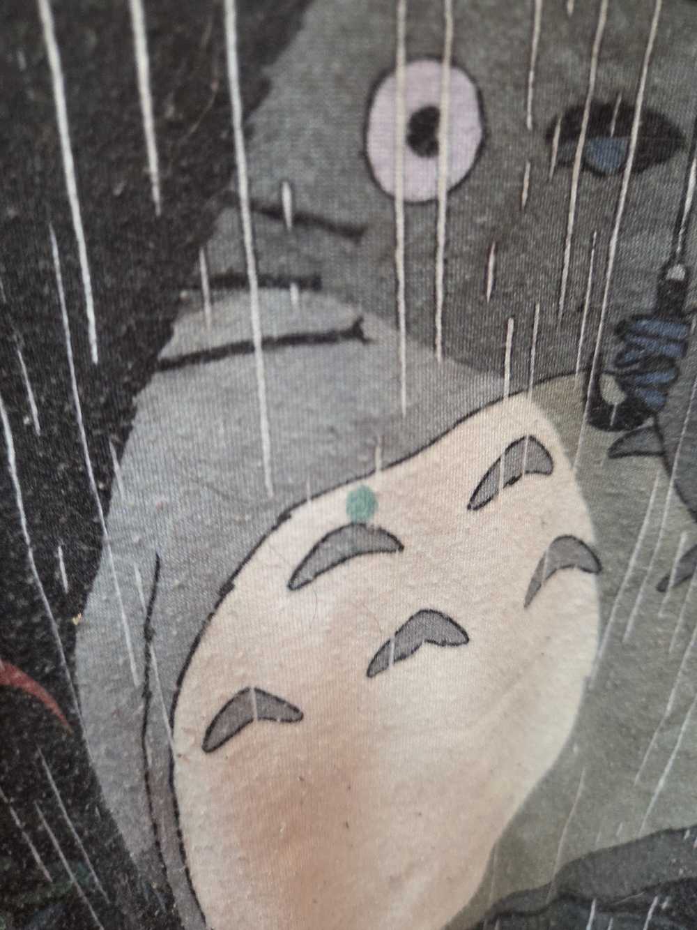 Studio Ghibli Totoro Rain Scene Womens Long-Sleeve Tee - Black Raglan crewneck - Picture 2 of 4